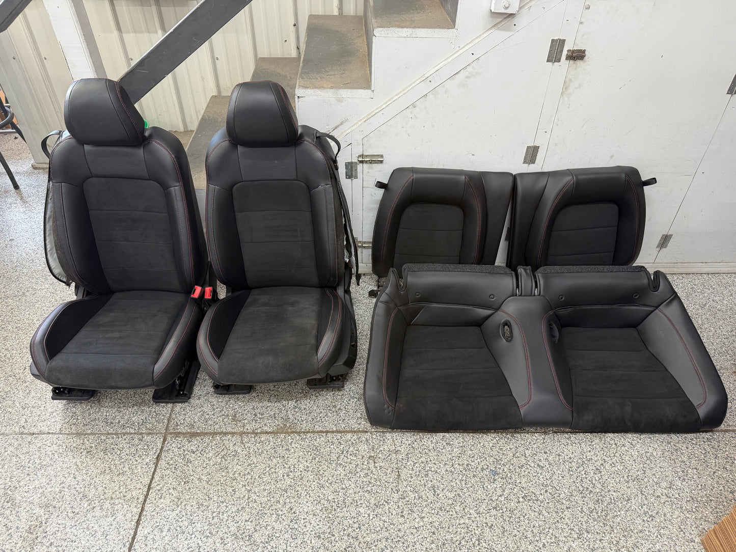 2018-2023 Ford Mustang GT California Special Front Rear Seats Black Red Stitch