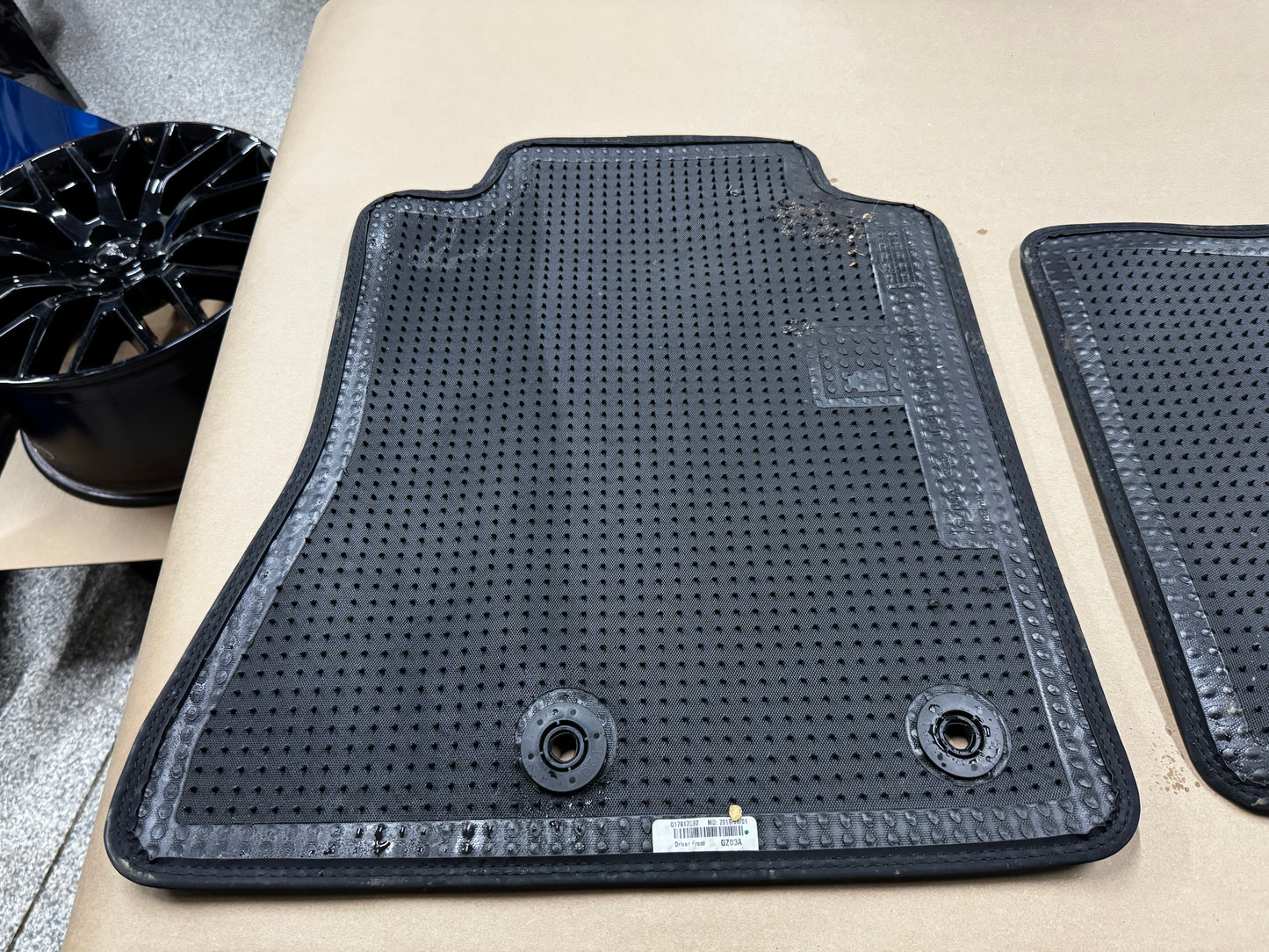 2015-2023 Mustang Bullitt Black Front Floor Mats Carpet "Green Stitch" - OEM
