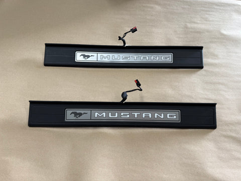 2015-2023 Ford Mustang "My Color" Scuff Plates Interior Trim Black
