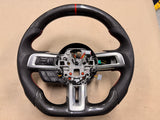 2018-2023 Ford Mustang Carbon Fiber Steering Wheel "Manual" Black Leather