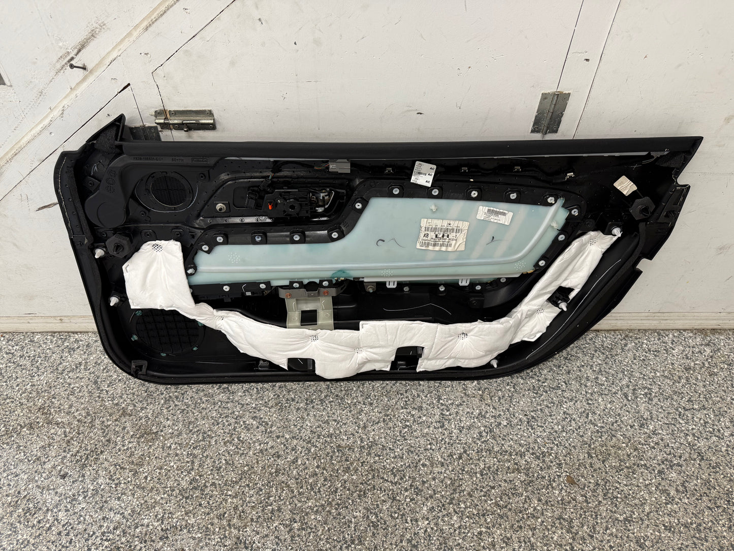 2018-2023 Ford Mustang GT LH Driver Leather/Suede Insert Door Panel Grey Stitch