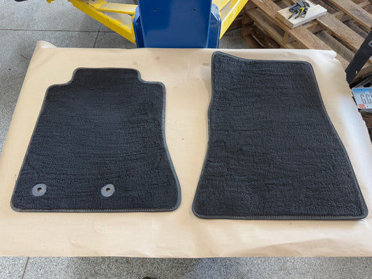 2015-2023 Ford Mustang Black Front Floor Mats Carpet "Grey Stitch"