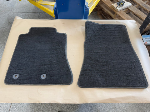 2015-2023 Ford Mustang Black Front Floor Mats Carpet "Grey Stitch"