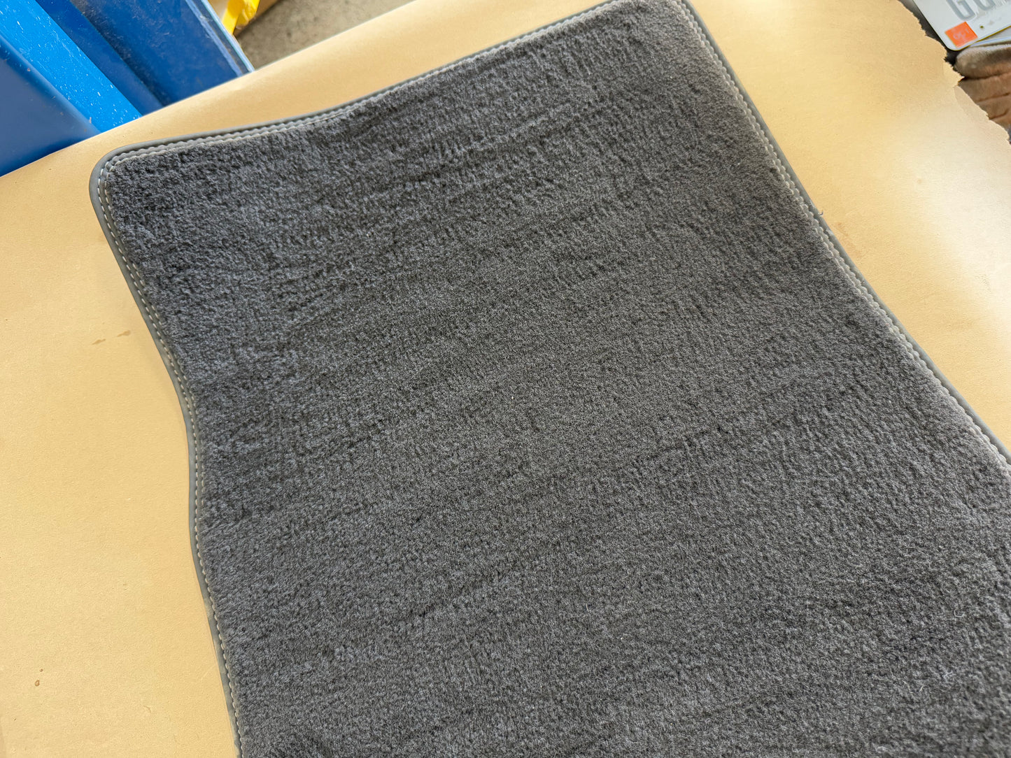2015-2023 Ford Mustang Black Front Floor Mats Carpet "Grey Stitch"