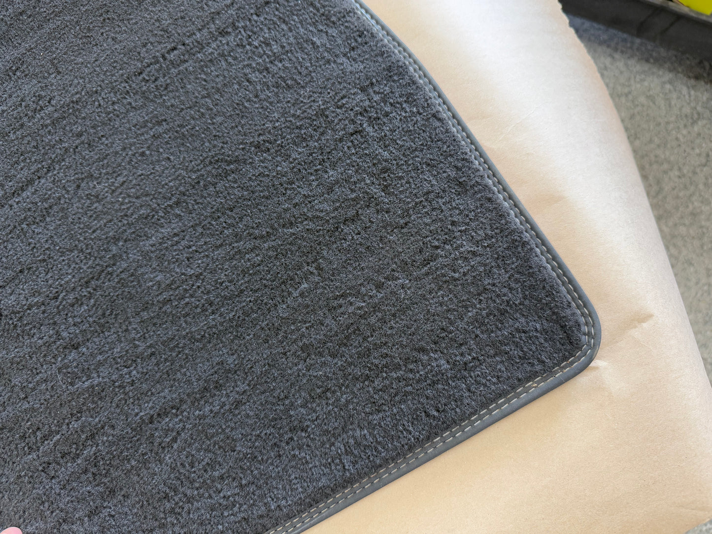 2015-2023 Ford Mustang Black Front Floor Mats Carpet "Grey Stitch"