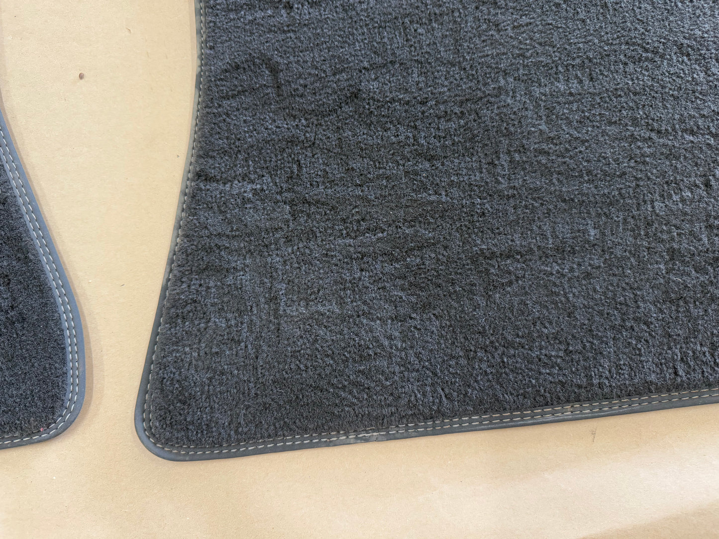 2015-2023 Ford Mustang Black Front Floor Mats Carpet "Grey Stitch"
