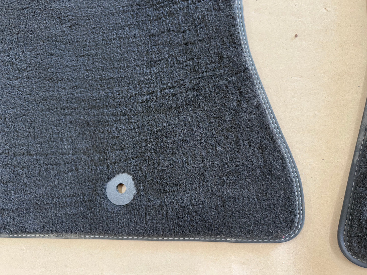 2015-2023 Ford Mustang Black Front Floor Mats Carpet "Grey Stitch"