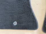 2015-2023 Ford Mustang Black Front Floor Mats Carpet "Grey Stitch"