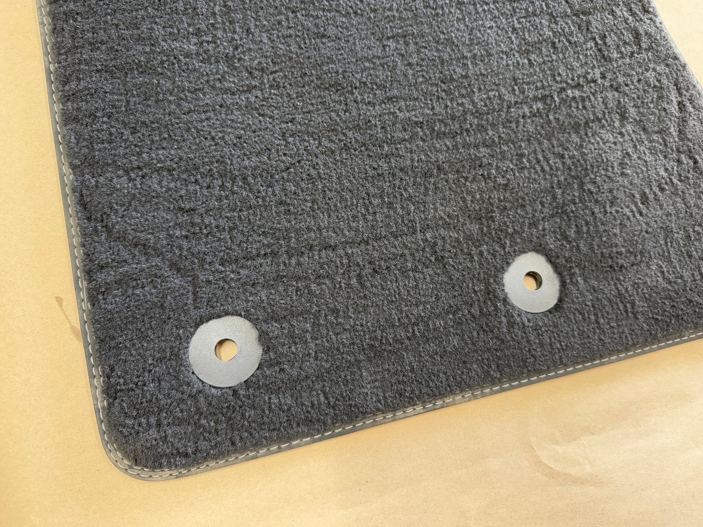 2015-2023 Ford Mustang Black Front Floor Mats Carpet "Grey Stitch"