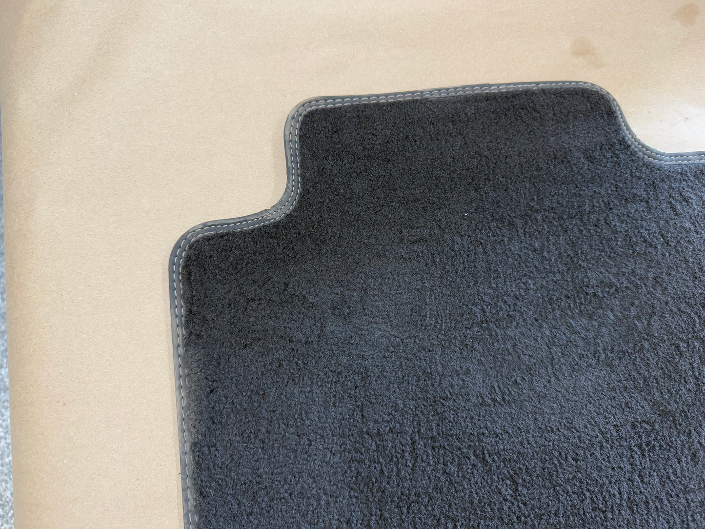 2015-2023 Ford Mustang Black Front Floor Mats Carpet "Grey Stitch"