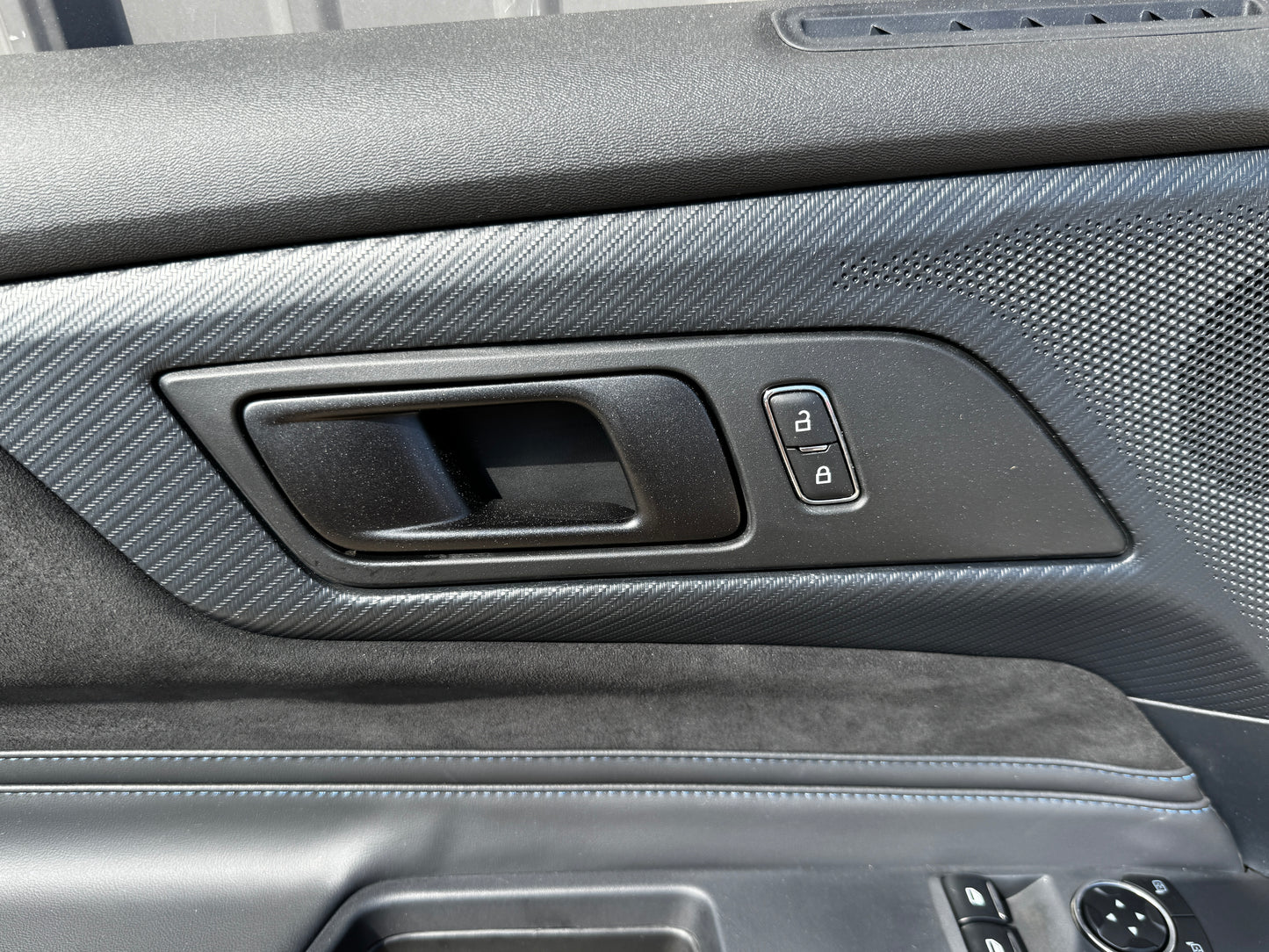 2024-2026 Mustang Dark Horse LH RH Leather Suede Insert Door Panels Pair Blue