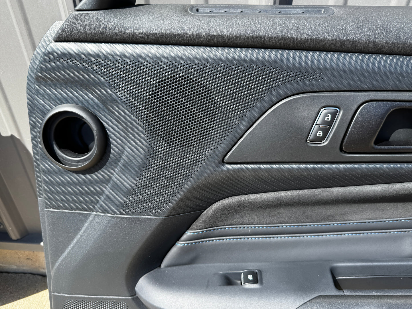 2024-2026 Mustang Dark Horse LH RH Leather Suede Insert Door Panels Pair Blue