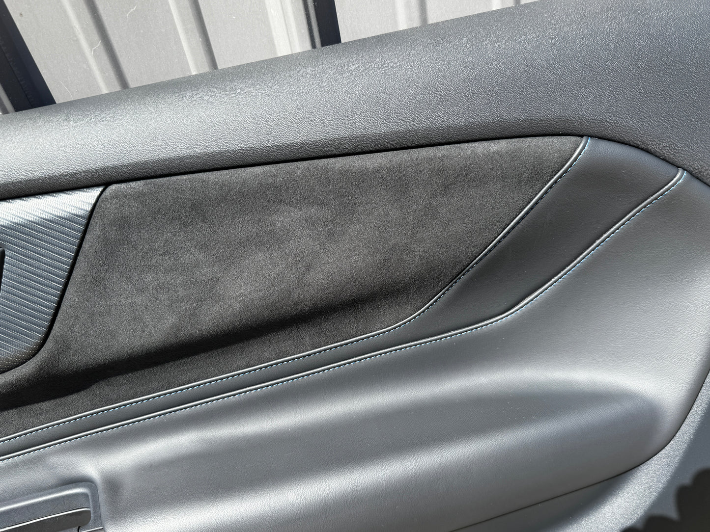 2024-2026 Mustang Dark Horse LH RH Leather Suede Insert Door Panels Pair Blue