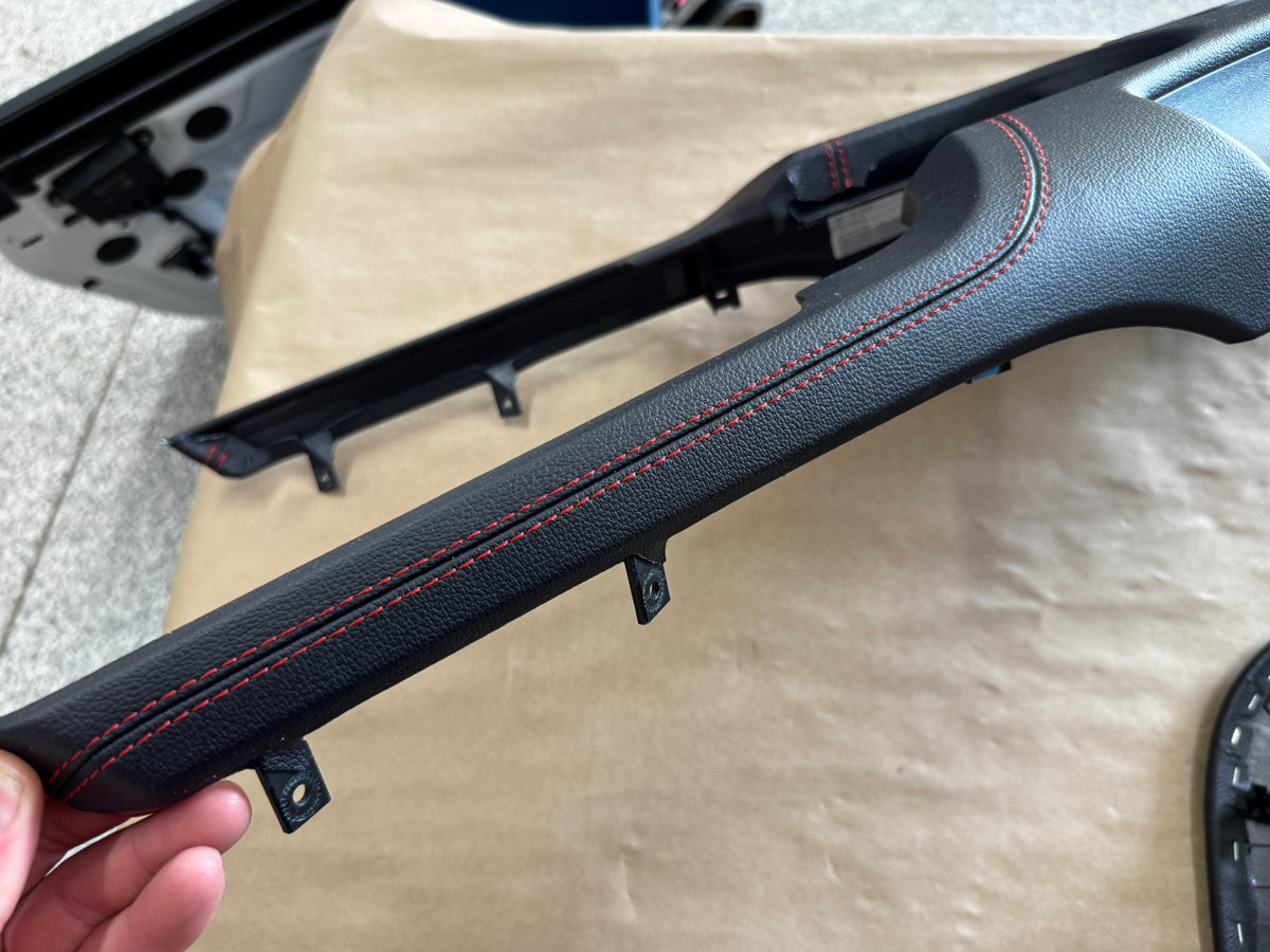2018-2023 Mustang GT Center Console Top Interior Trim Pieces Leather Red Stitch