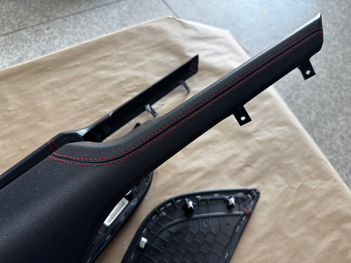 2018-2023 Mustang GT Center Console Top Interior Trim Pieces Leather Red Stitch