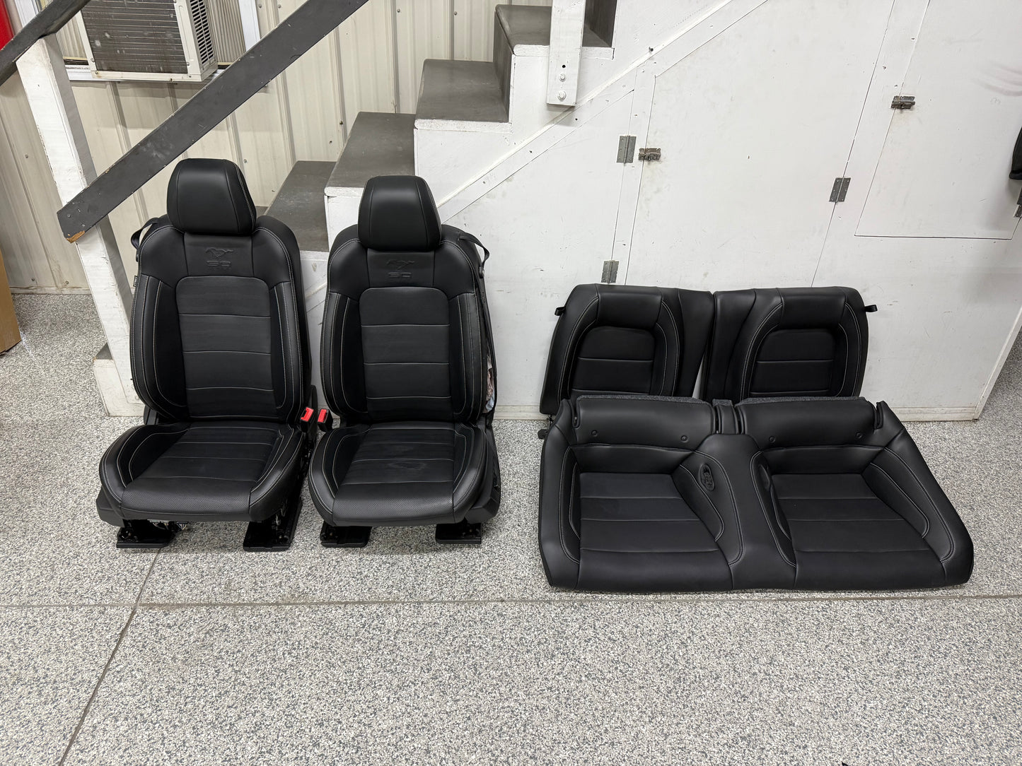2015-2017 Ford Mustang GT Leather Front Rear Seats Black Heated Cooled