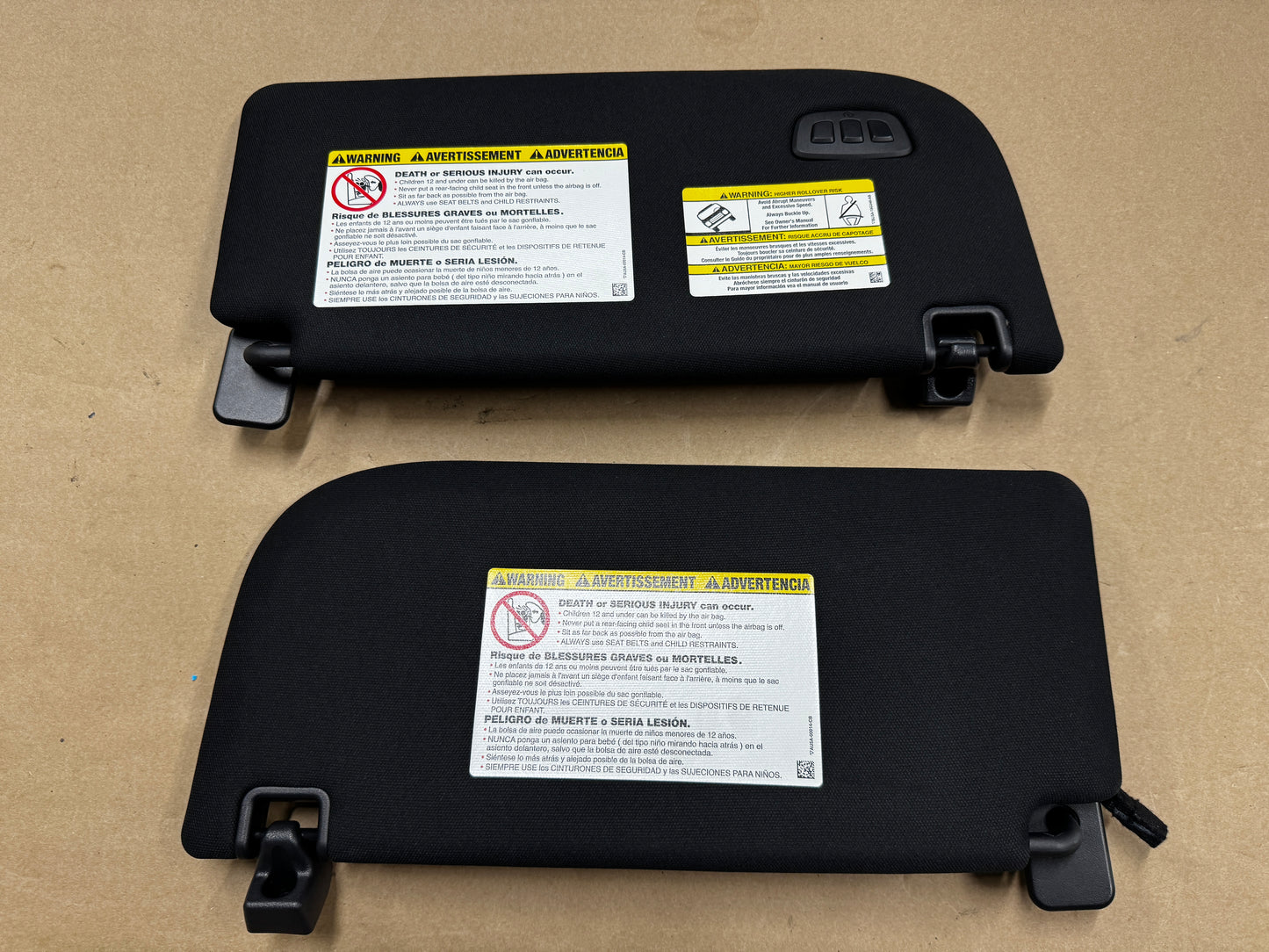 2017-2022 Ford F-250 Super Duty Sun Visors Pair "Black" Homelink