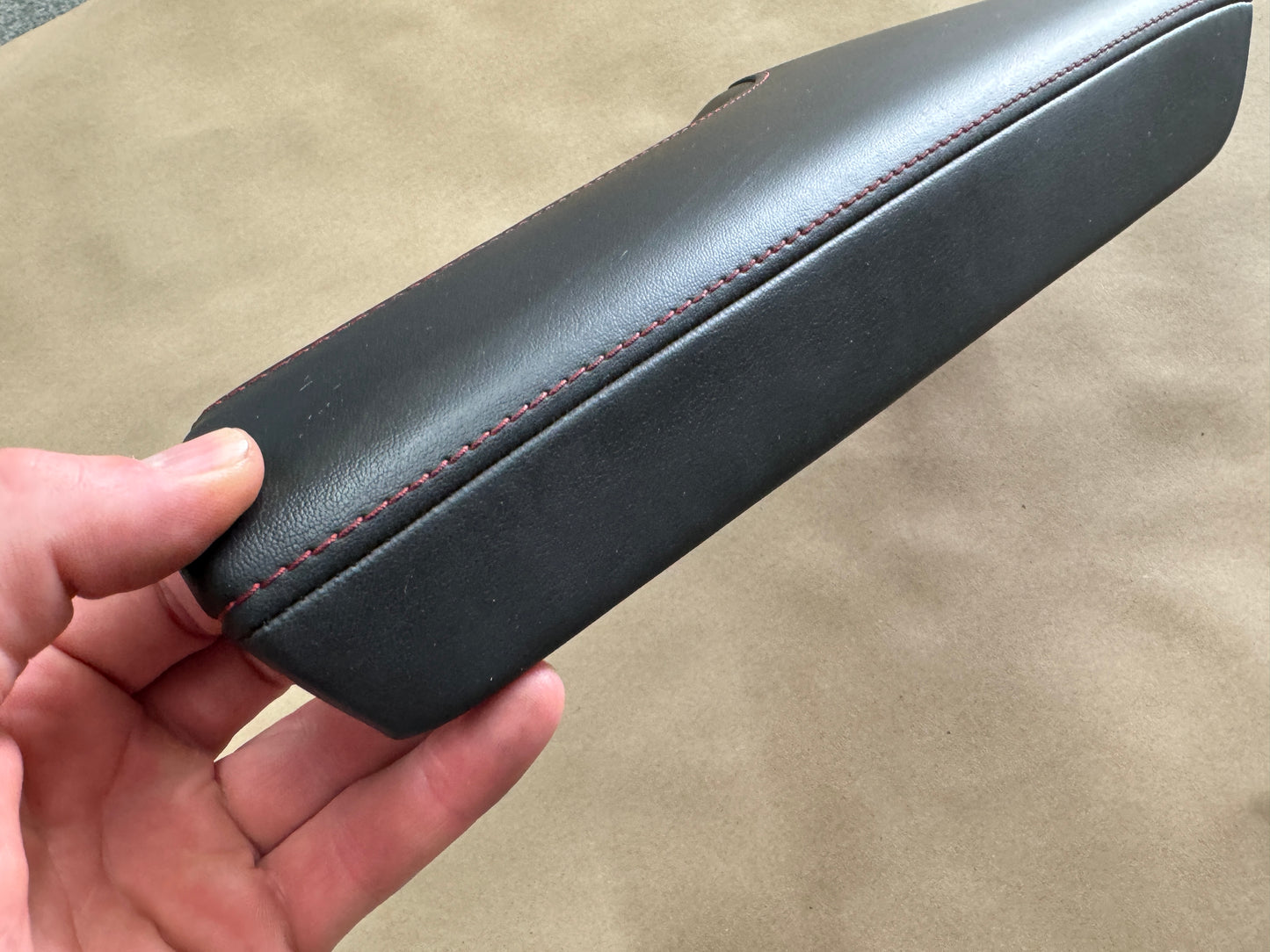 2016-2023 Chevy Camaro ZL1 Black Leather Console Lid Red Stitching OEM