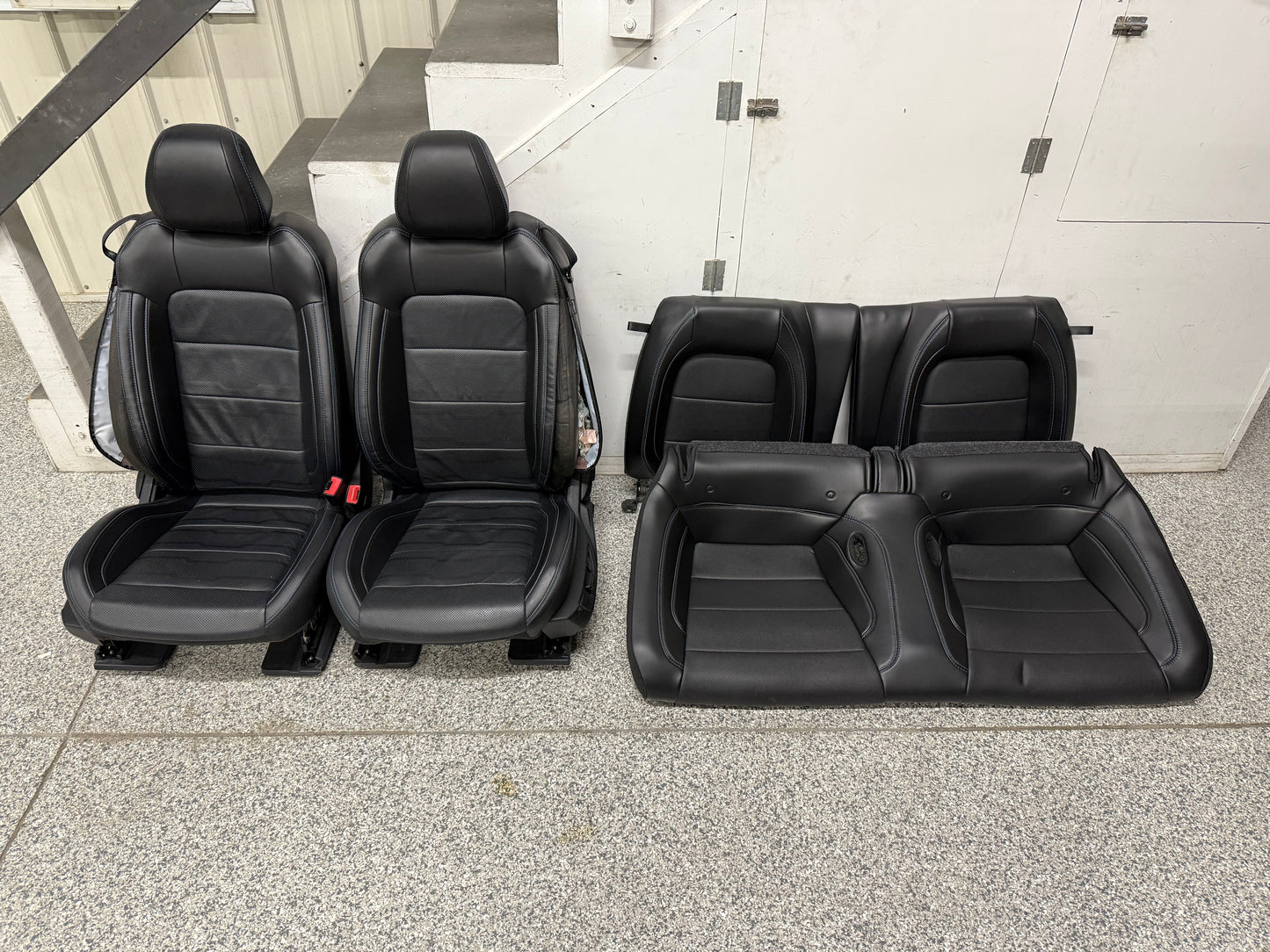 2018-2023 Ford Mustang GT Front Rear Leather Seats Black "Blue Stitch"