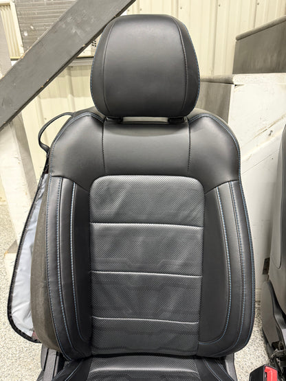 2018-2023 Ford Mustang GT Front Rear Leather Seats Black "Blue Stitch"