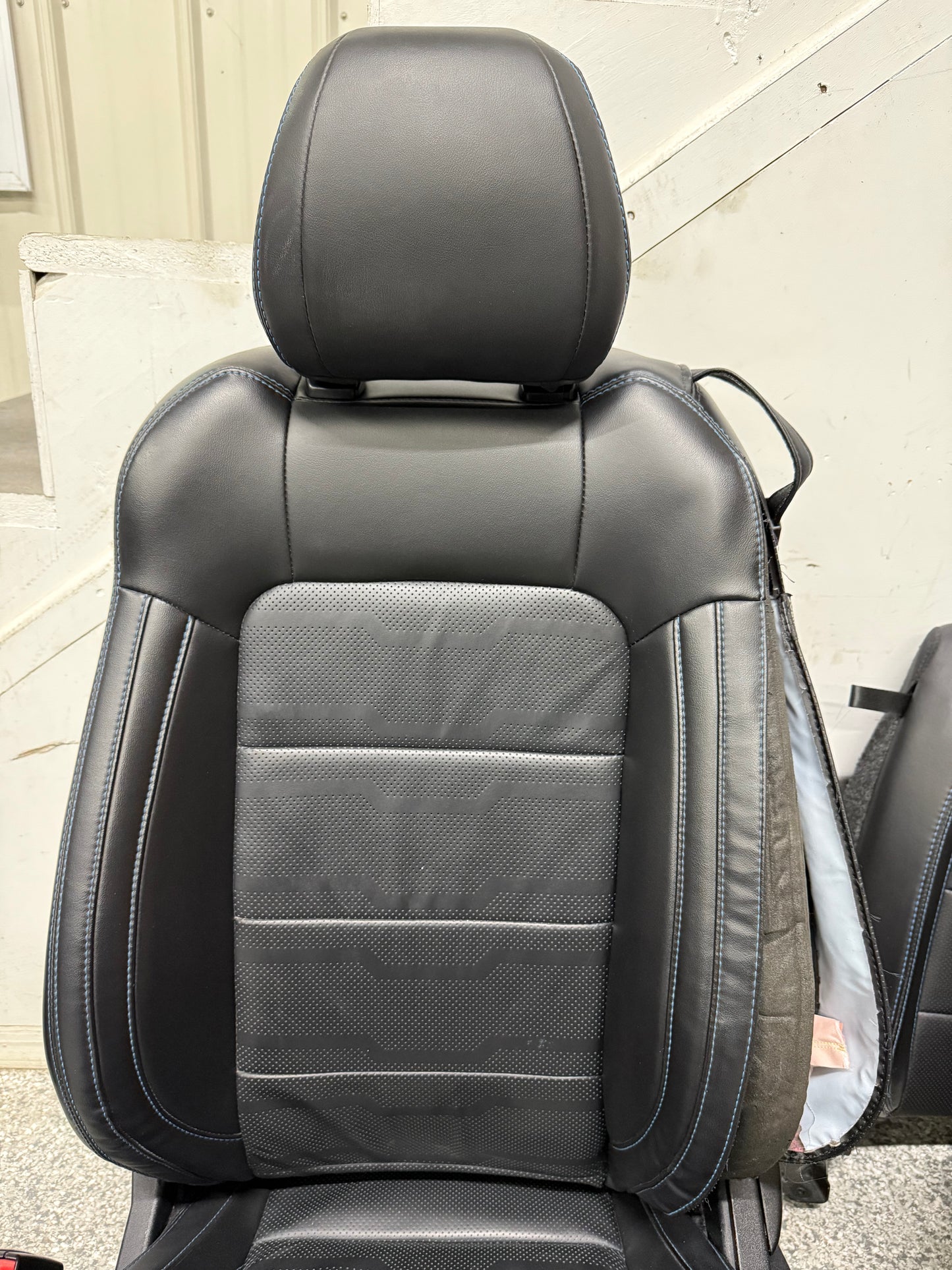 2018-2023 Ford Mustang GT Front Rear Leather Seats Black "Blue Stitch"
