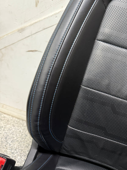 2018-2023 Ford Mustang GT Front Rear Leather Seats Black "Blue Stitch"