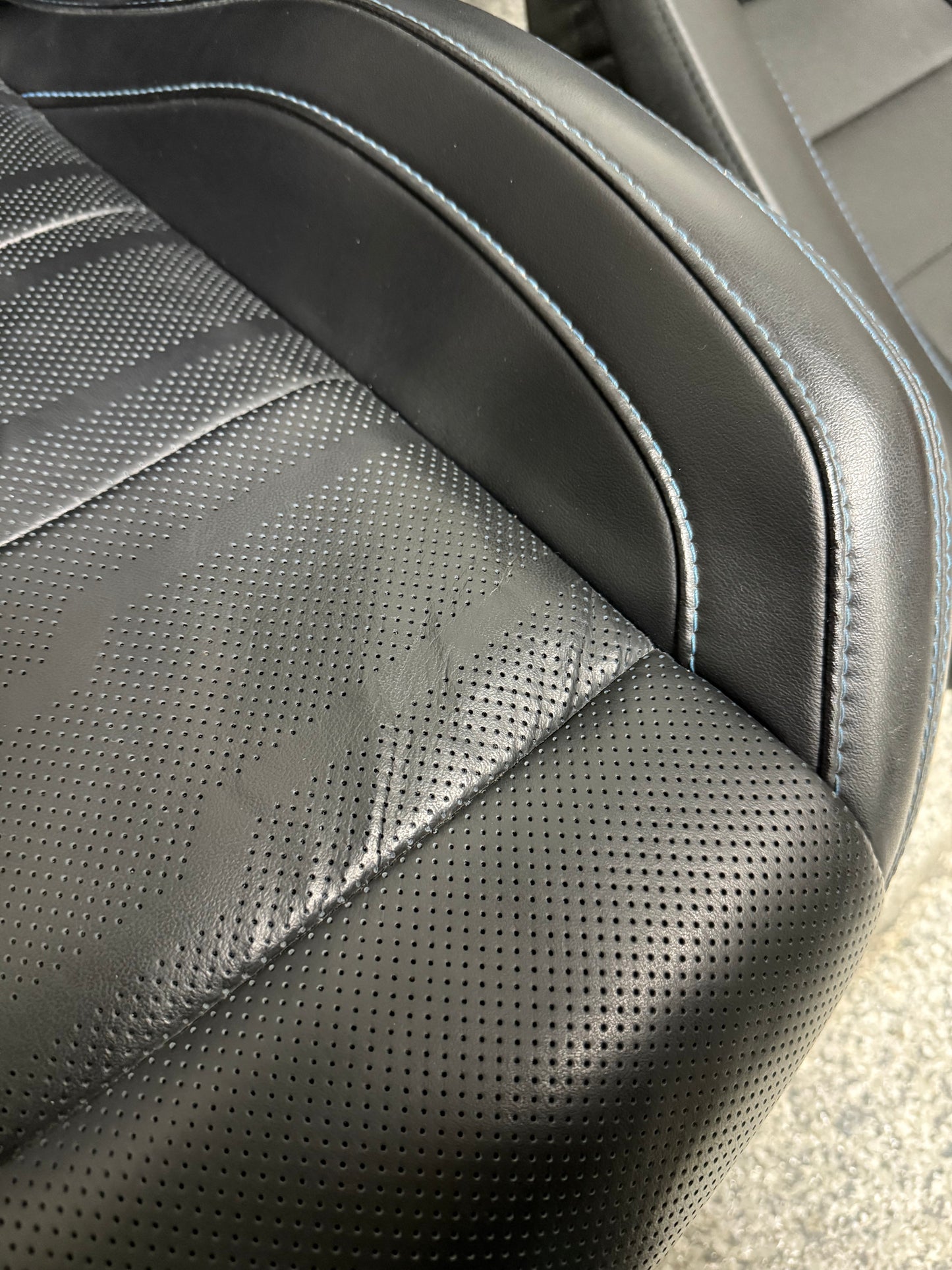 2018-2023 Ford Mustang GT Front Rear Leather Seats Black "Blue Stitch"