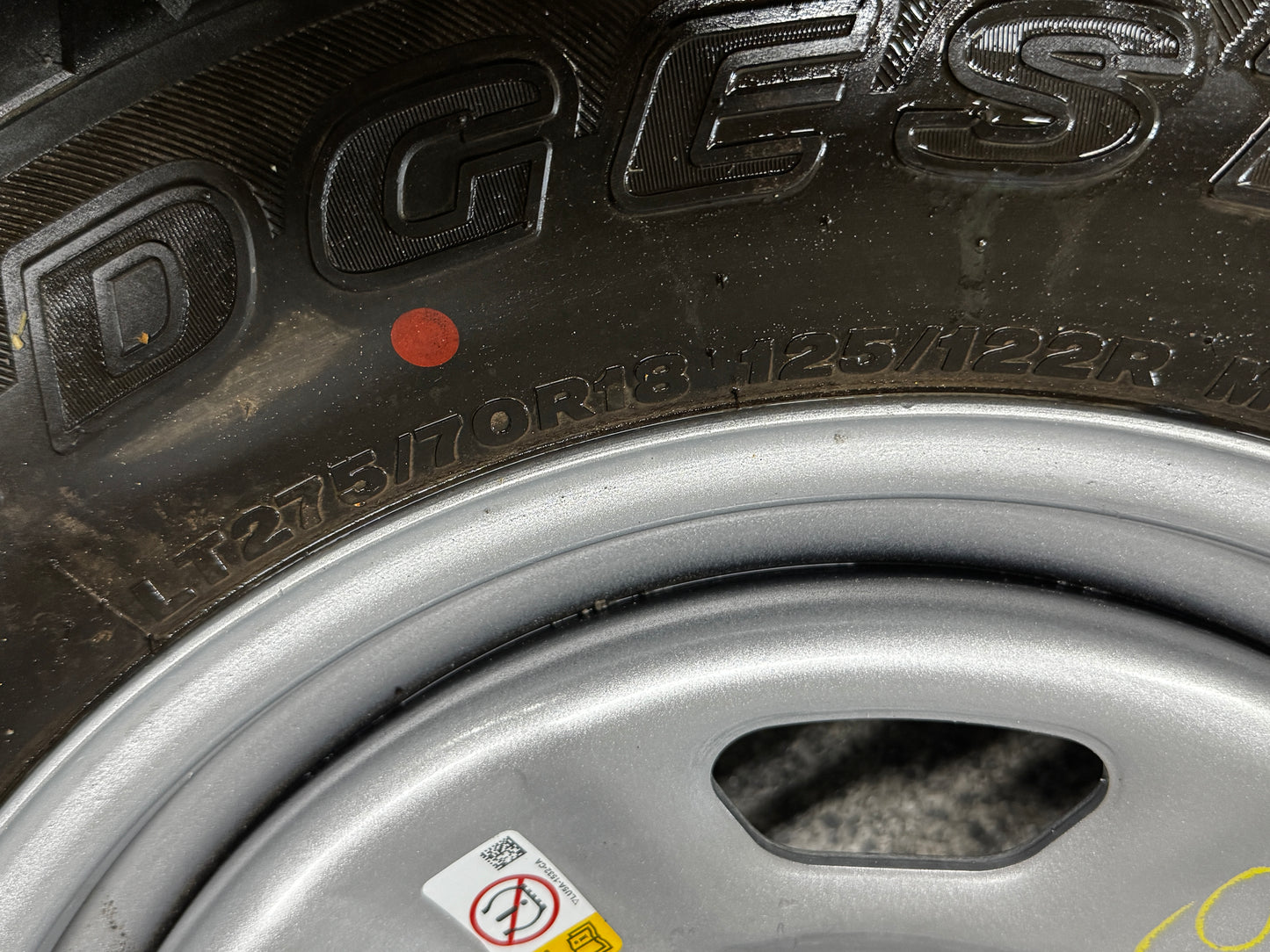2023-2025 F-250 F-350 Super Duty 6.7 Spare Tire Bridgestone 275/70/18