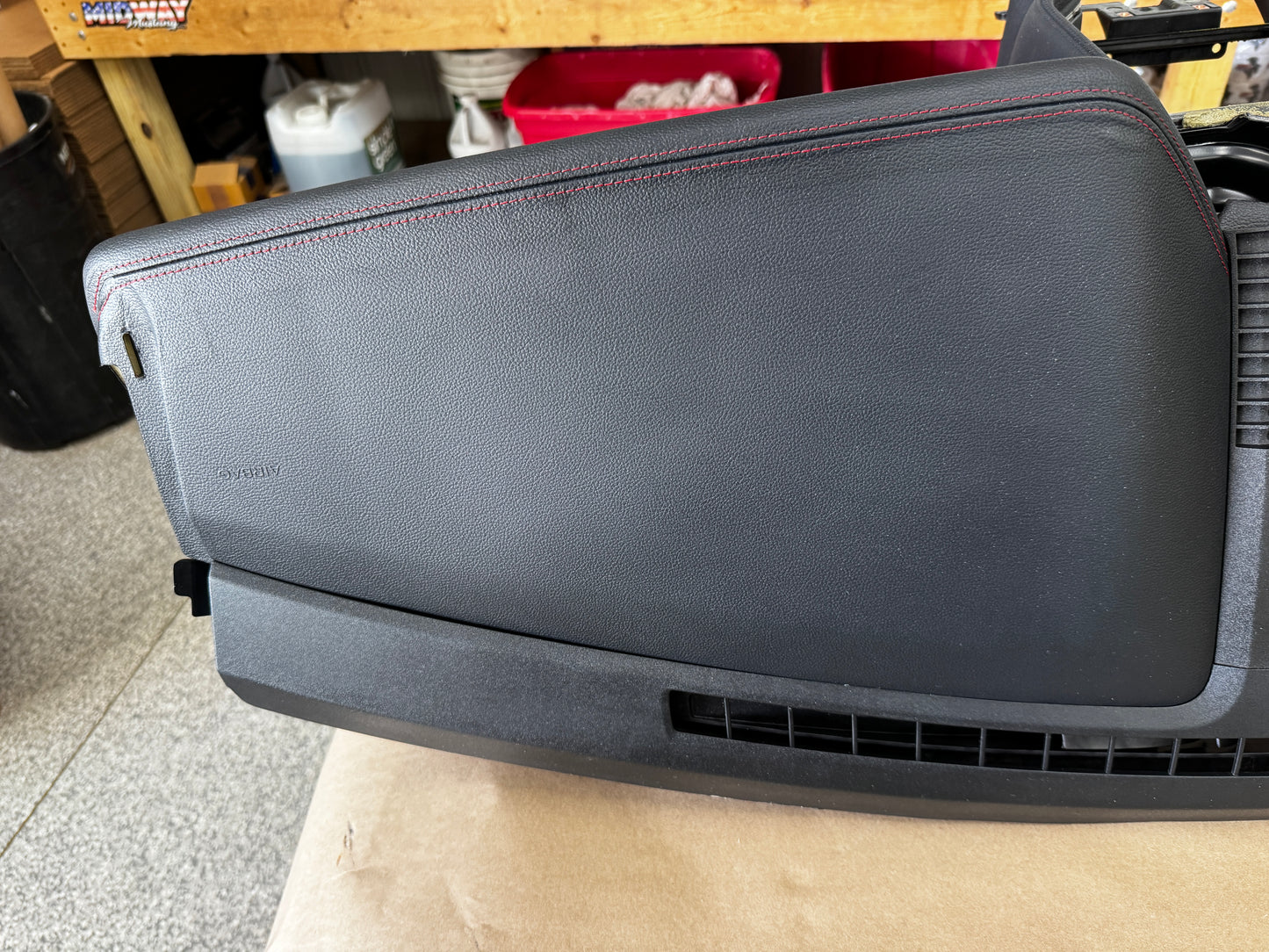 2018-2023 Ford Mustang GT 5.0 Leather Dash Pad Frame "Red Stitch" PP1