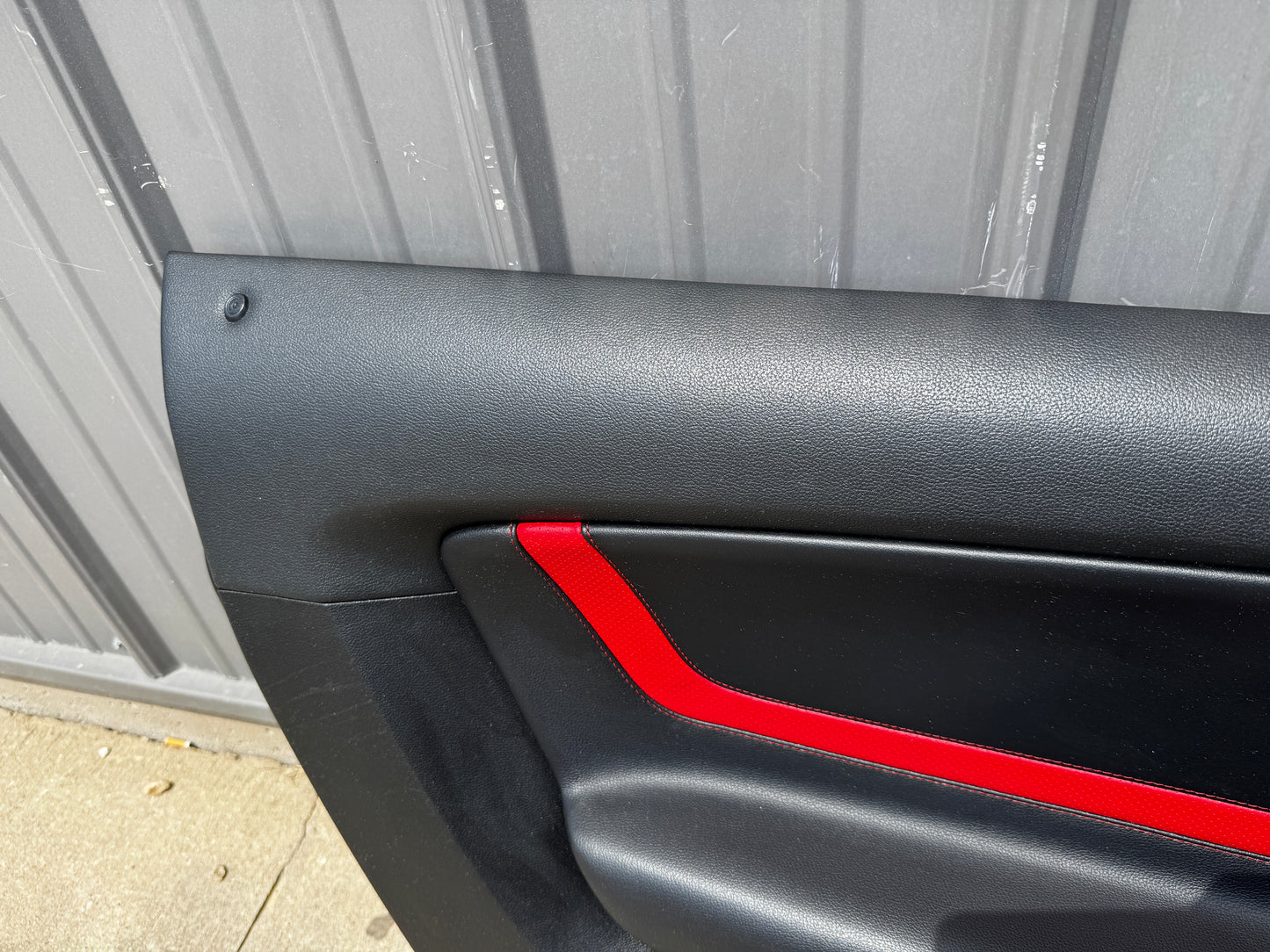 2018-2023 Ford Mustang LH RH Premium Leather Red Insert Door Panels Pair - OEM