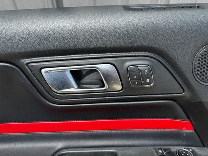 2018-2023 Ford Mustang LH RH Premium Leather Red Insert Door Panels Pair - OEM