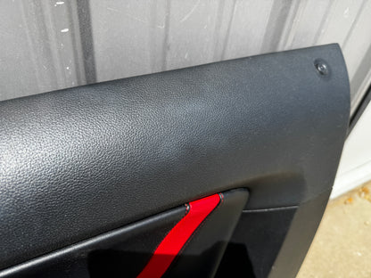 2018-2023 Ford Mustang LH RH Premium Leather Red Insert Door Panels Pair - OEM