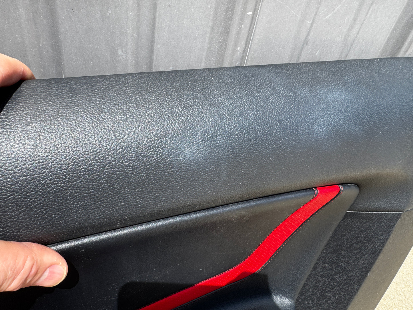 2018-2023 Ford Mustang LH RH Premium Leather Red Insert Door Panels Pair - OEM