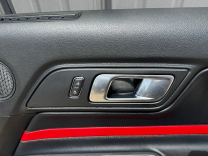 2018-2023 Ford Mustang LH RH Premium Leather Red Insert Door Panels Pair - OEM