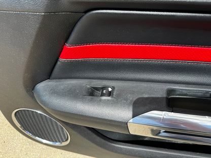 2018-2023 Ford Mustang LH RH Premium Leather Red Insert Door Panels Pair - OEM