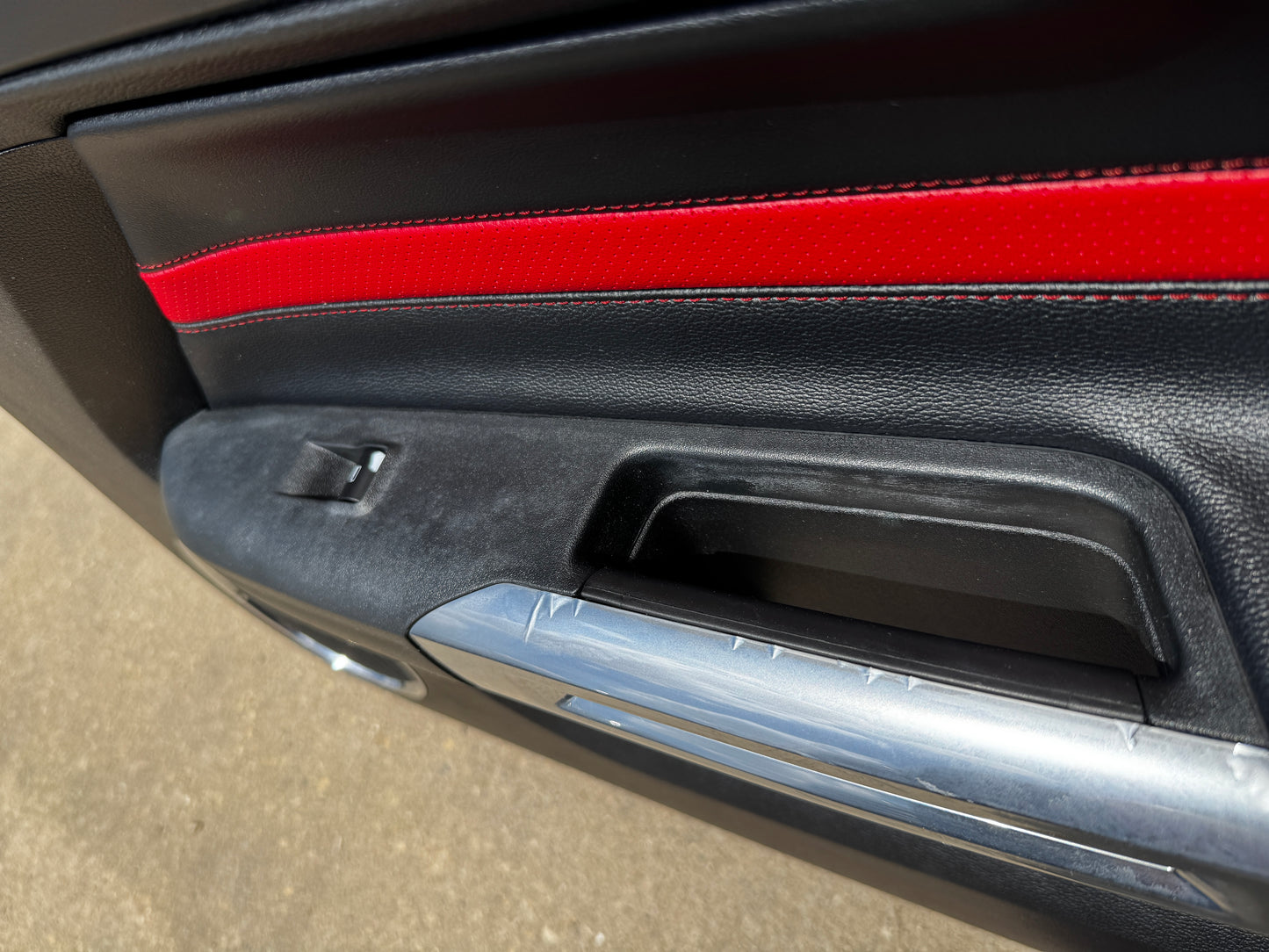 2018-2023 Ford Mustang LH RH Premium Leather Red Insert Door Panels Pair - OEM
