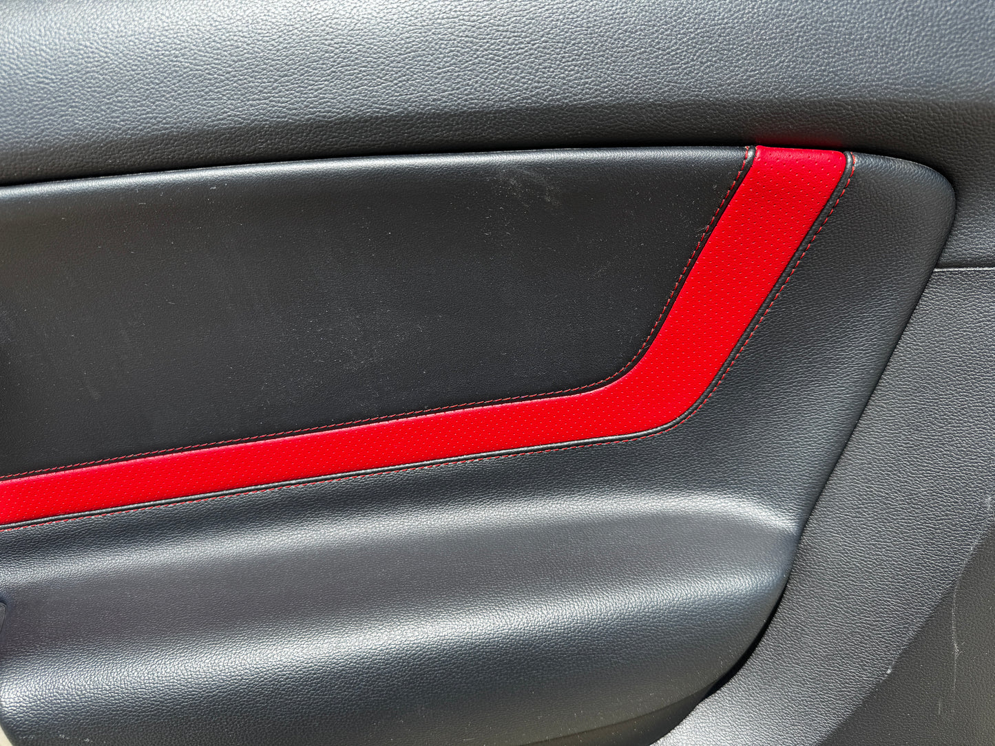 2018-2023 Ford Mustang LH RH Premium Leather Red Insert Door Panels Pair - OEM