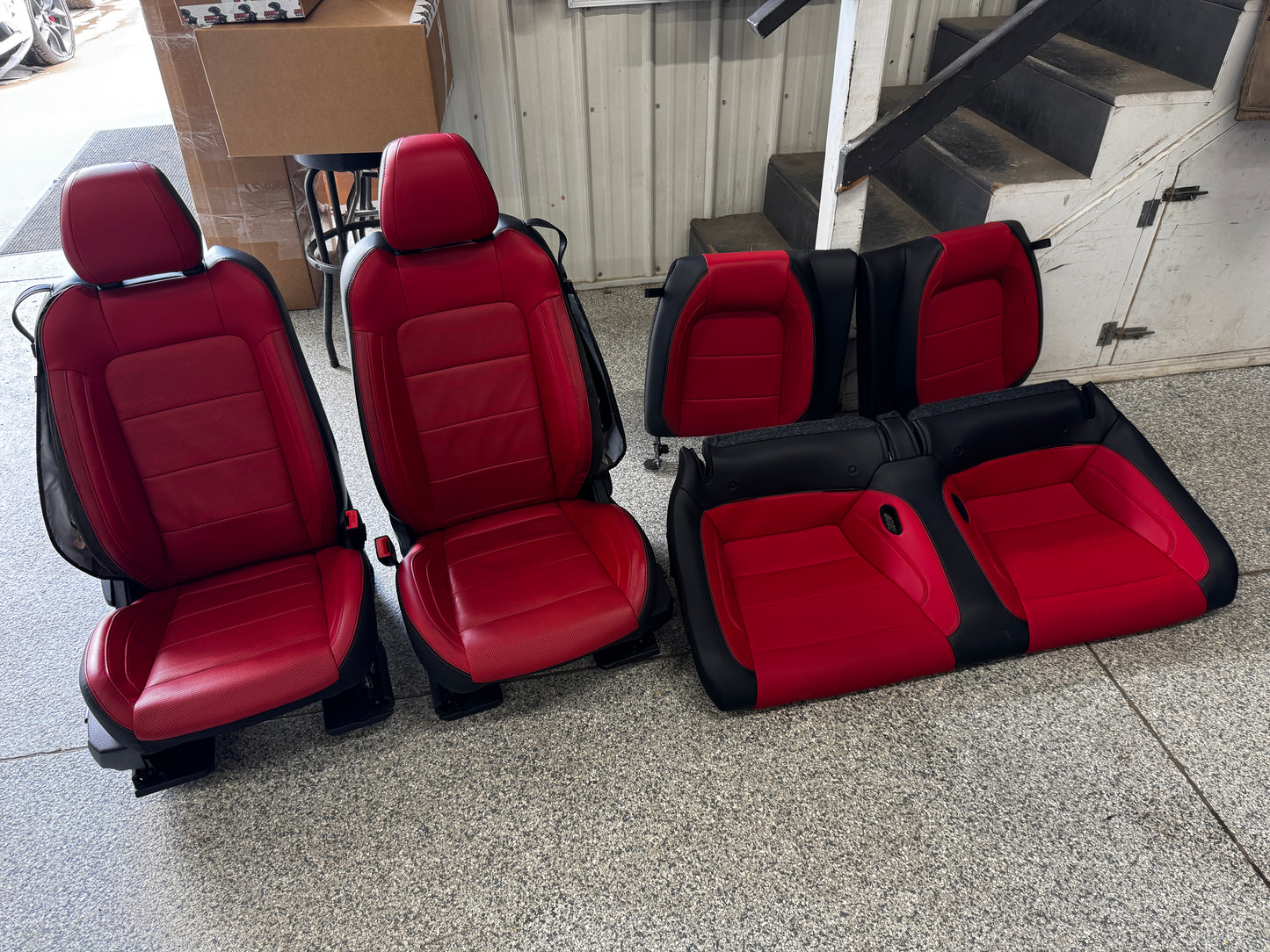 2018-2023 Ford Mustang GT Red/Black Leather Coupe Front & Rear Seats - OEM