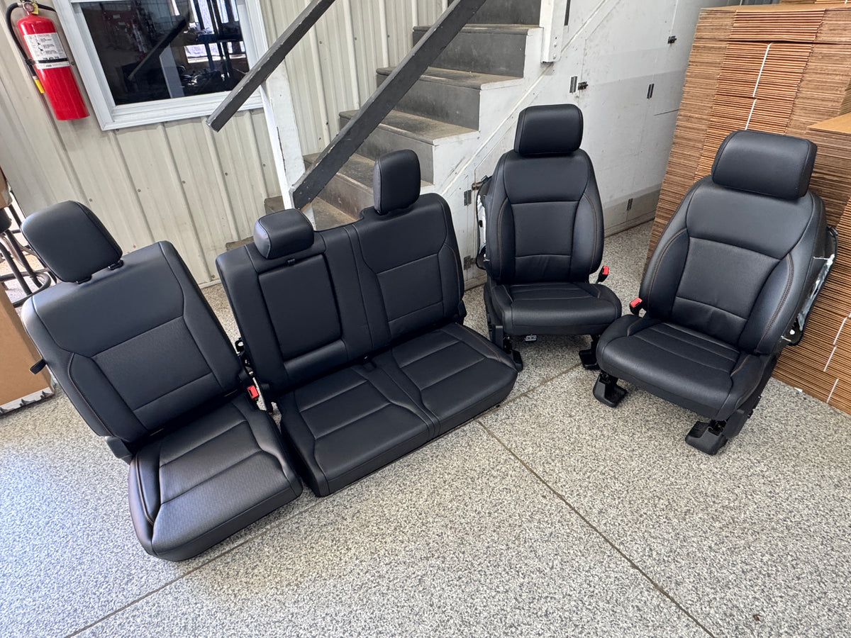 2023-2026 F-250 F-350 Super Duty Front Rear Black Leather Seats Crew Cab