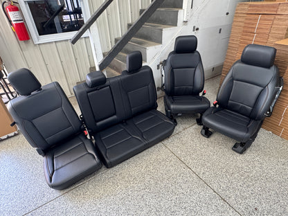 2023-2026 F-250 F-350 Super Duty Front Rear Black Leather Seats Crew Cab