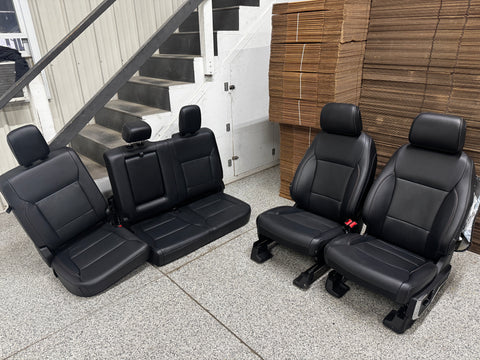 2023-2025 F-250 F-350 Super Duty Front Rear Black Leather Seats Crew Cab