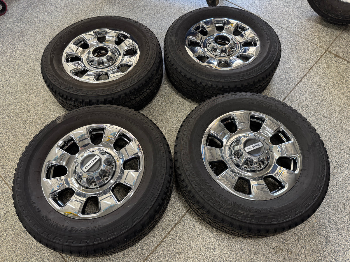 2023-2026 Ford F-250 F-350 Chrome Wheels Rims 20x8 Set Tires Bridgestone 275/65/20