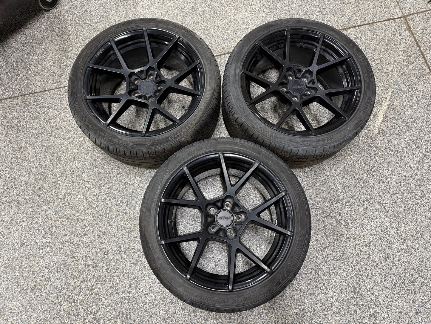 2015-2023 Ford Mustang Rotiform Black Wheels Tires Set of 3 19x10"