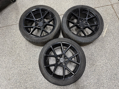 2015-2023 Ford Mustang Rotiform Black Wheels Tires Set of 3 19x10"