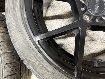 2015-2023 Ford Mustang Rotiform Black Wheels Tires Set of 3 19x10"