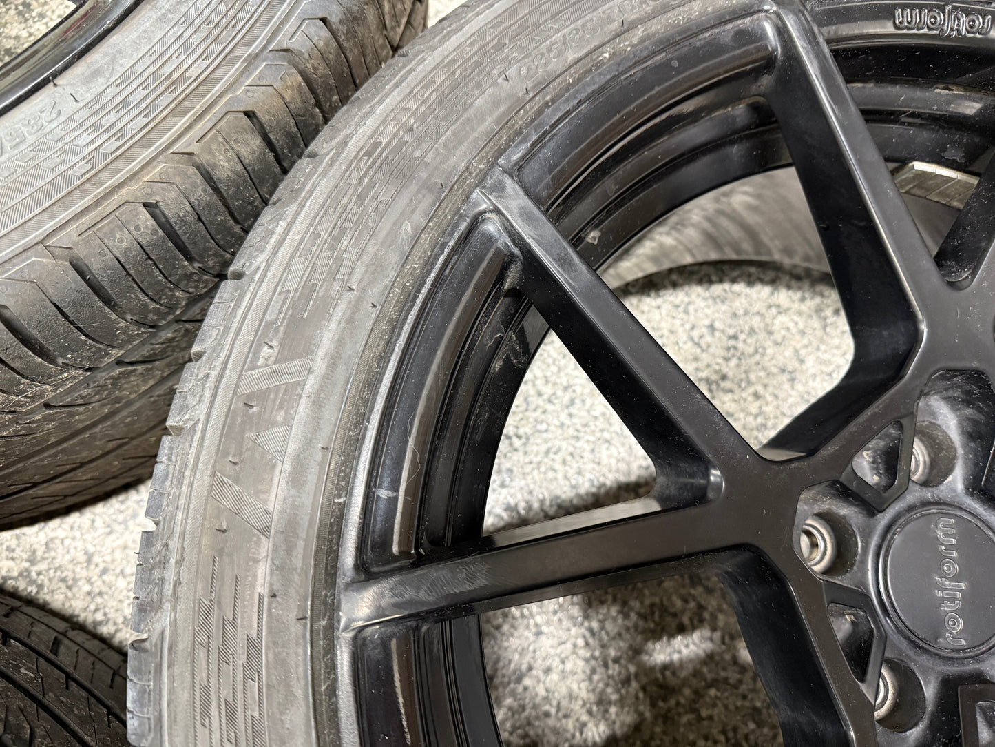 2015-2023 Ford Mustang Rotiform Black Wheels Tires Set of 3 19x10"