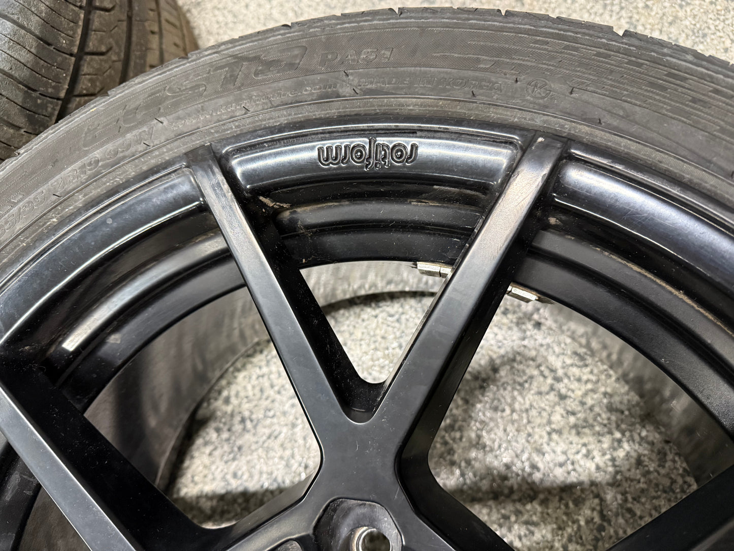 2015-2023 Ford Mustang Rotiform Black Wheels Tires Set of 3 19x10"