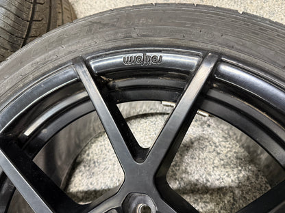 2015-2023 Ford Mustang Rotiform Black Wheels Tires Set of 3 19x10"