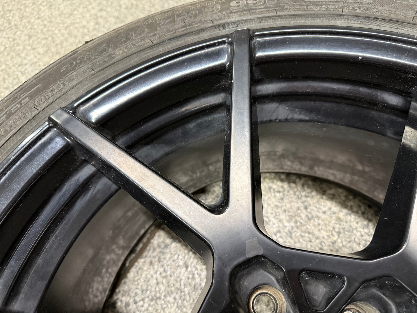 2015-2023 Ford Mustang Rotiform Black Wheels Tires Set of 3 19x10"