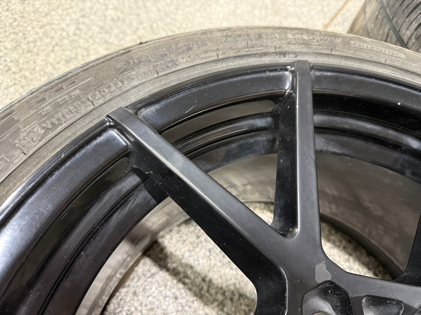 2015-2023 Ford Mustang Rotiform Black Wheels Tires Set of 3 19x10"